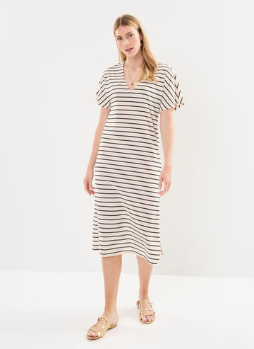 Birch Jurken - Vialo Rev V-Neck S/S Ankle Dress van Vila