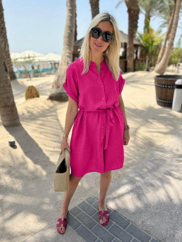 magenta Jurken - Sira Summer shirt dress van Azzurro