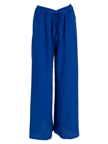 koningsblauw Broeken - Sonja Wide pants van Azzurro
