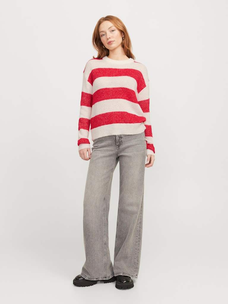 Racing Red Cloud Dancer Pulls - Jxpenelope Crew Neck Knit van JJXX