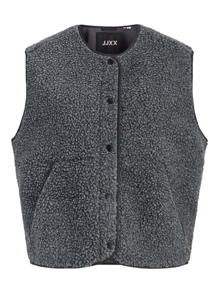 Dark grey melange Cardigans - Jxvera Teddy Vest van JJXX