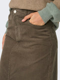 Rokken - Onlmoxie Hw Long Slit Corduroy Skirt van Only