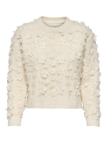 Birch Pulls - Onlhua Life Ls Flower Detail O-Neck Knit van Only