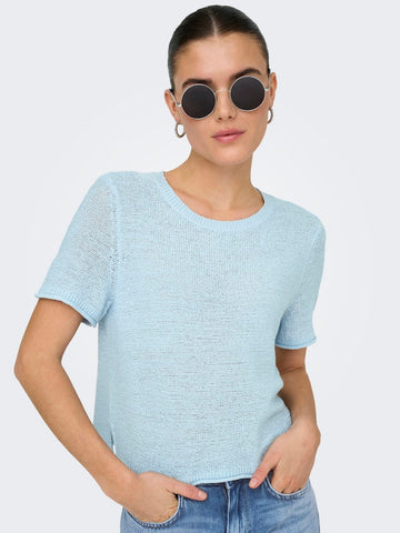 Cashmere Blue Tops - Onlsunny S/S Pullover Knit Noos blue van Only
