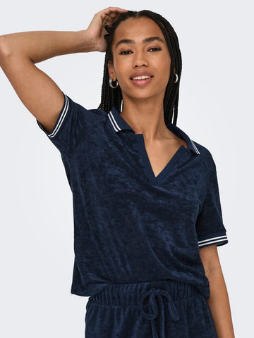Tops - Onlvicky S/S Terry V-Neck Polo van Only