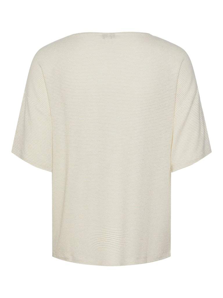 Bright White GOLD LUREX T-shirts - Pcbillo Oversized Tee Lurex Stripes Noos - SS25 van Pieces