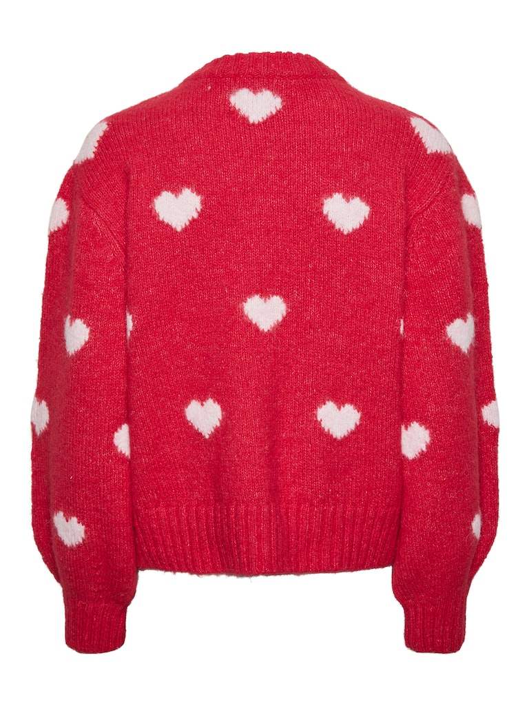 Rose Red Pulls - Pcrina Ls O-Neck Heart Knit van Pieces