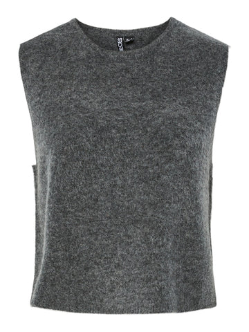 Medium grey melange Pulls - Pcjiko Sl O-Neck Knit Vest van Pieces