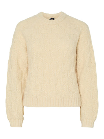 French vanilla Pulls - Pcjia Ls O-Neck Knit van Pieces
