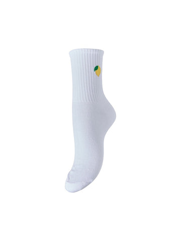 Bright white citroentje ONE SIZE Sokken - Pcmolly Embroidery Socks D2D van Pieces