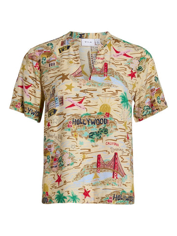 Bistre PLAYFUL MULTI COLORED Tops - Viprina Esa V-Neck S/S Top van Vila
