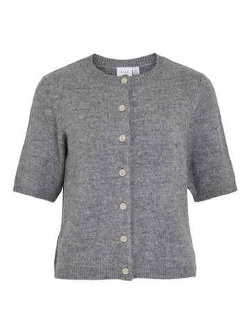 Medium Grey Melange Pulls - Vidainty O-Neck 2/4 Knit Cardigan van Vila