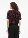 Tops - Vifaith O-Neck S/S Sequin Top Bordeaux van Vila