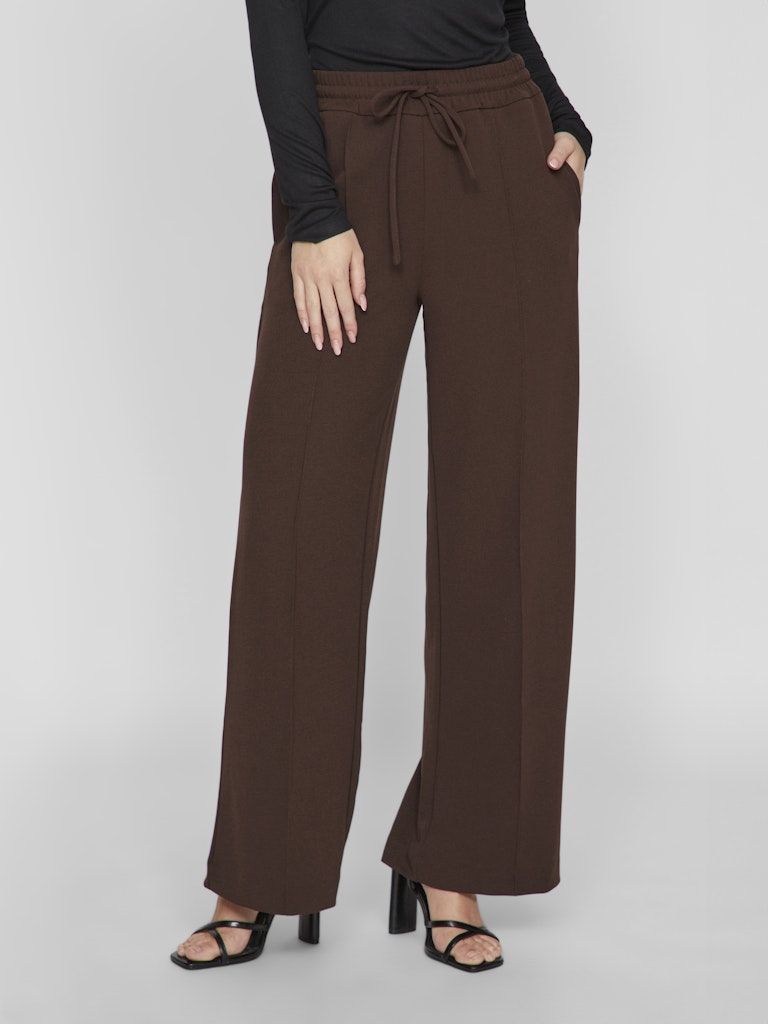 Coffee bean Broeken - Viclua Hw Wide Pants - Noos van Vila