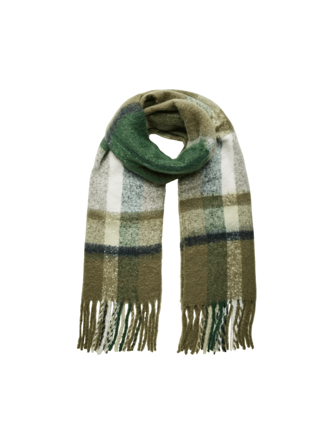 Deep Lichen Green CHECK ONE SIZE Sjaals - Pcbea Long Scarf Noos - AW24 van Pieces