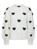 Cloud Dancer Pulls - Pcrina Ls O-Neck Heart Knit van Pieces