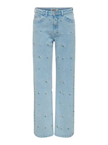 Light blue denim 32 Jeans - Onljuicy Hw Wide Embroided jeans van Only