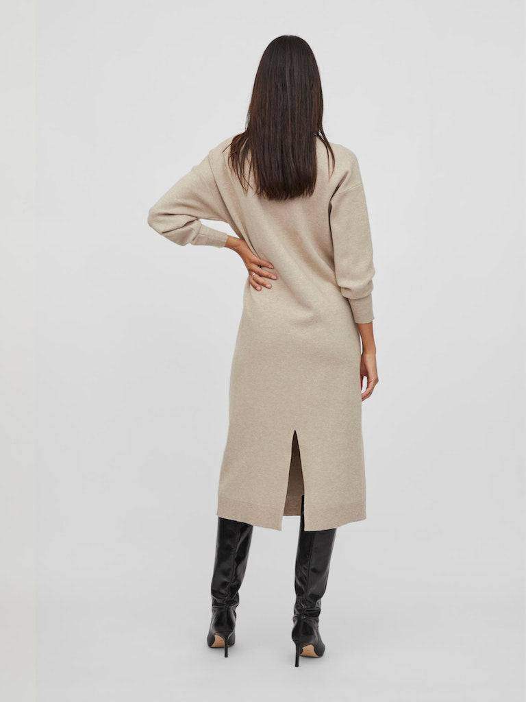 Jurken - Violivie O-Neck L/S Knit Midi Dress van Vila