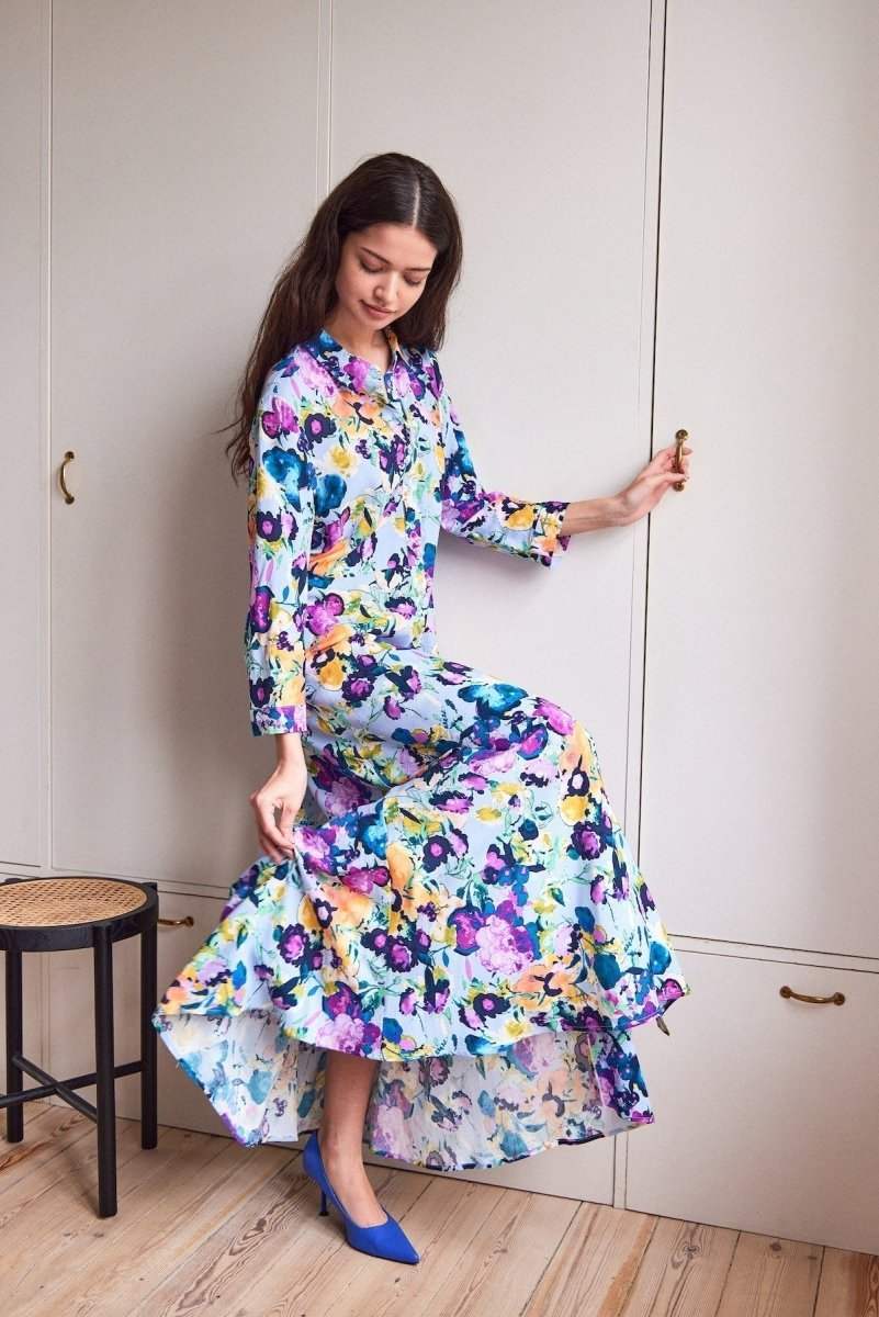 Kentucky Blue Annina print Jurken - Yassavanna Long Shirt Dress Noos van Y.A.S