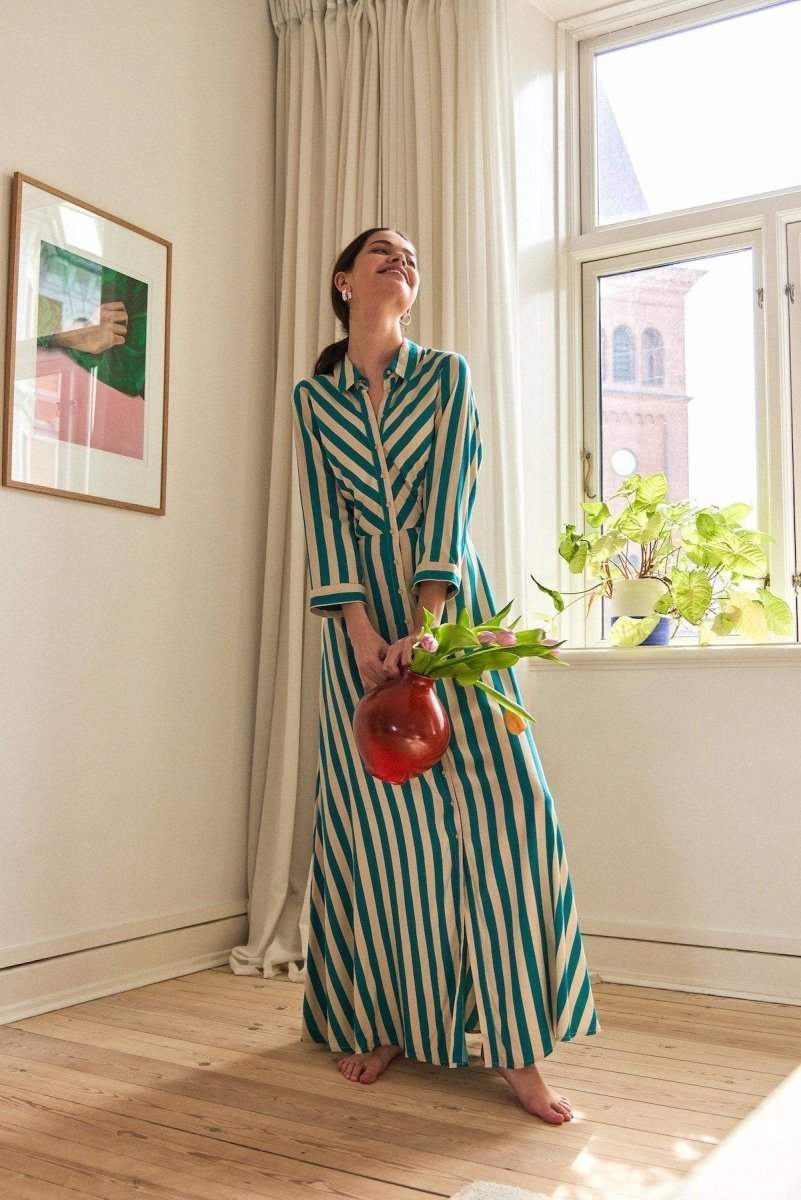 Deep Lake CEMENT XXL Jurken - Yassavanna Long Shirt Dress Noos van Y.A.S