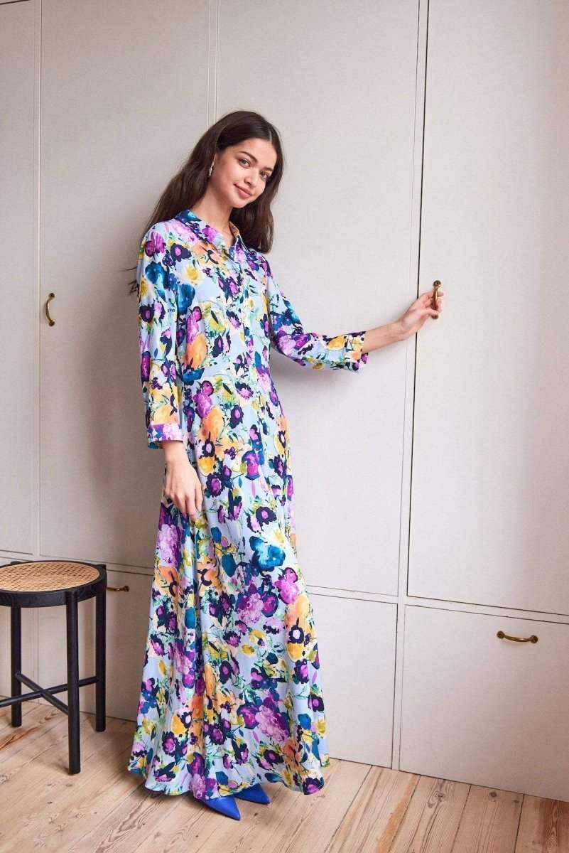 Deep Lake CEMENT XXL Jurken - Yassavanna Long Shirt Dress Noos van Y.A.S