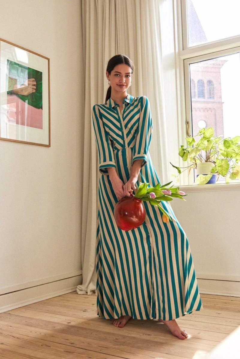 Deep Lake CEMENT Jurken - Yassavanna Long Shirt Dress Noos van Y.A.S