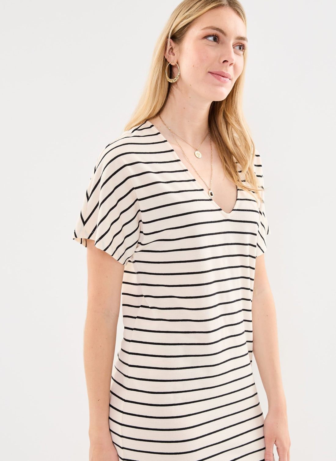 Birch Jurken - Vialo Rev V-Neck S/S Ankle Dress van Vila