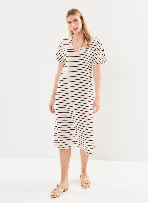 Birch Jurken - Vialo Rev V-Neck S/S Ankle Dress van Vila