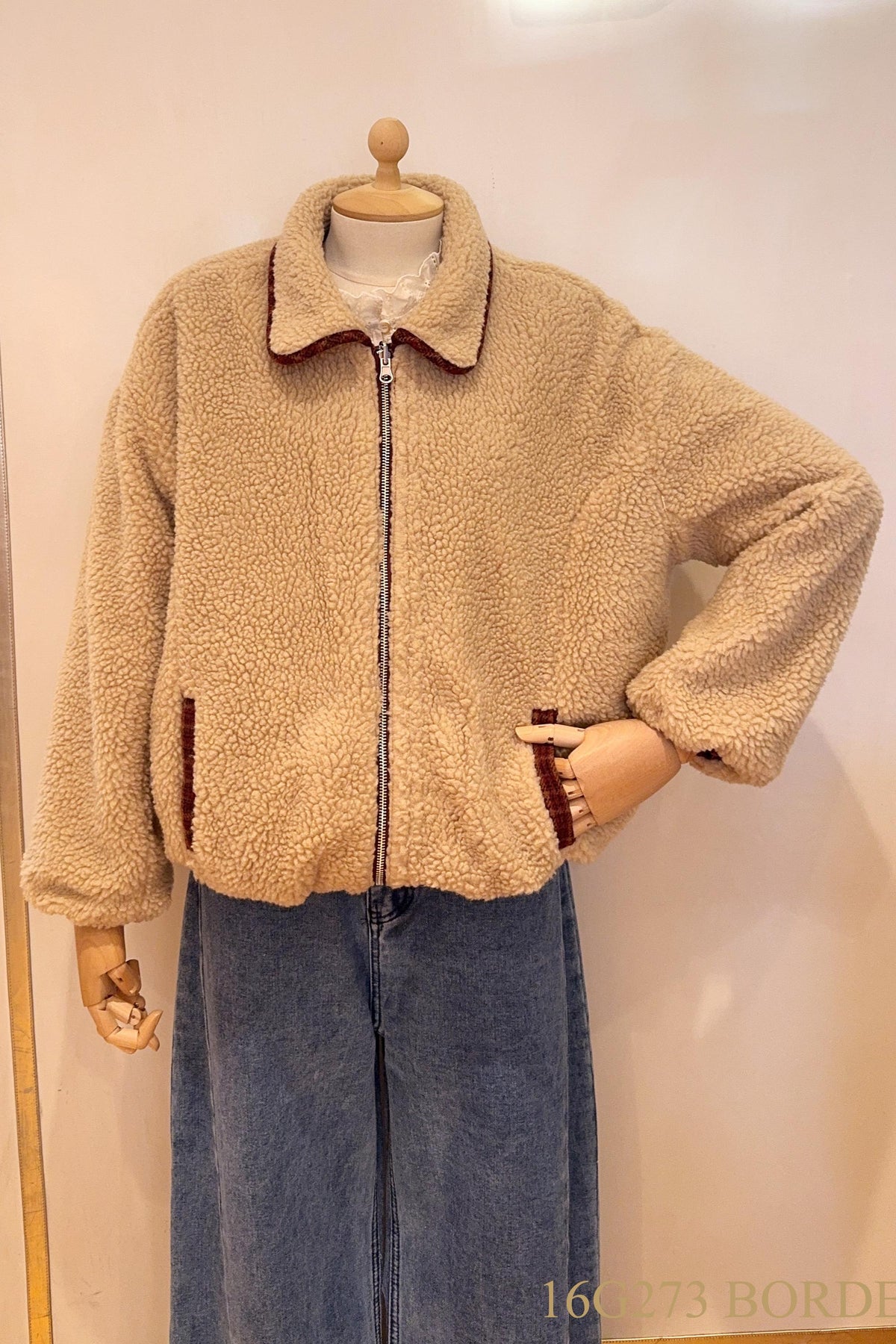 Reversibel teddy jacket carreaux