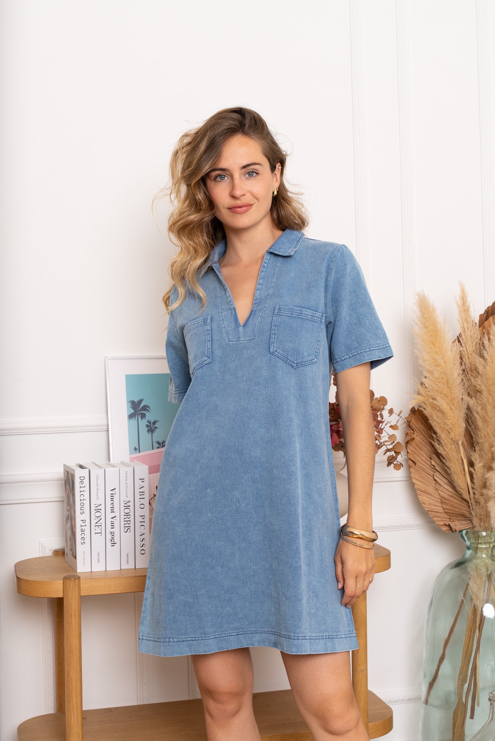 Jurken - Veja V-neck cotton dress van Kilky