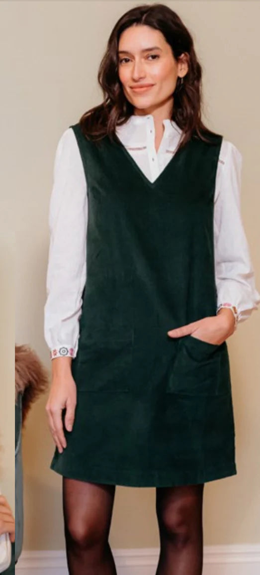 Green Cord Jurken - Kacy Tunic Dress van Sugarhill Boutique