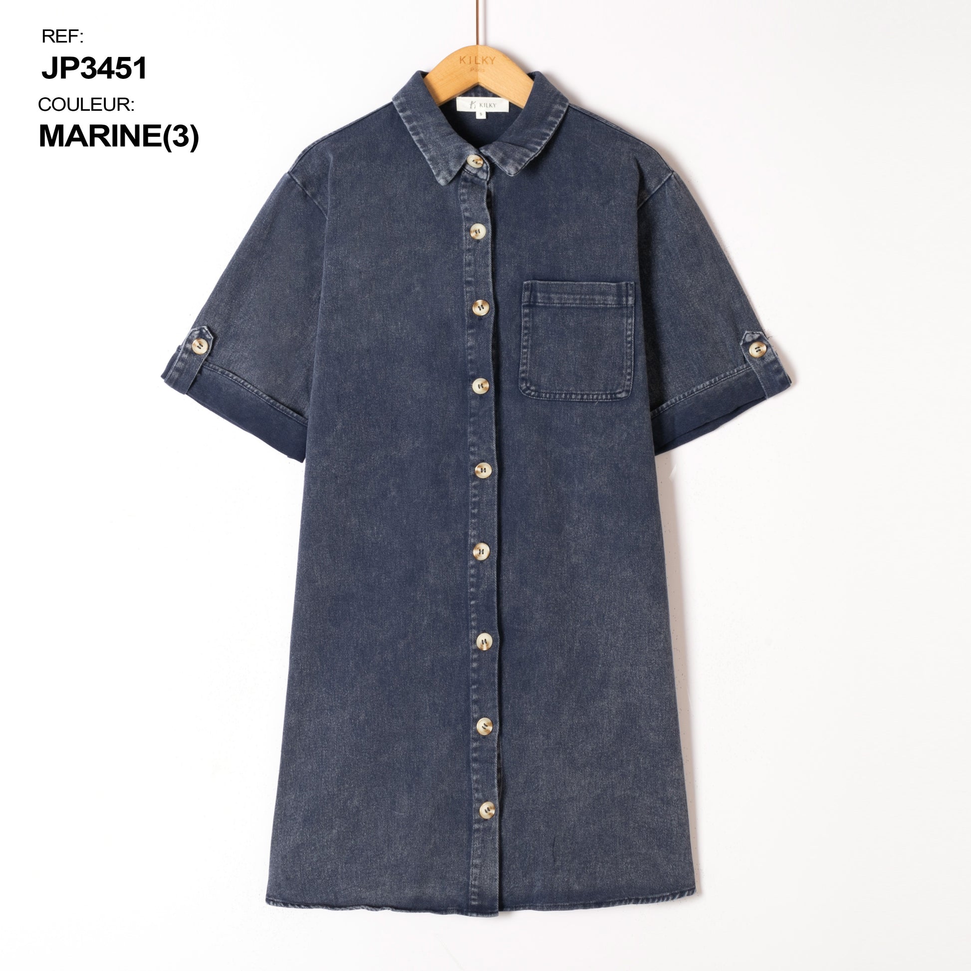 marine Jurken - Button cotton dress van Kilky