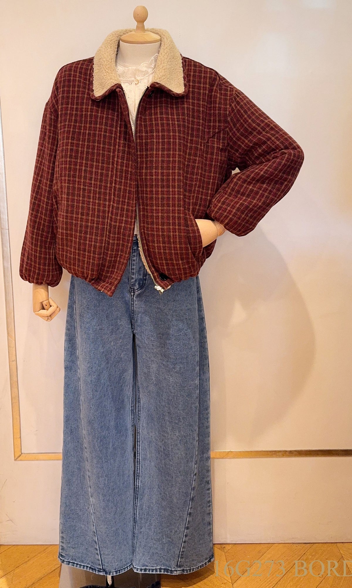 Reversibel teddy jacket carreaux