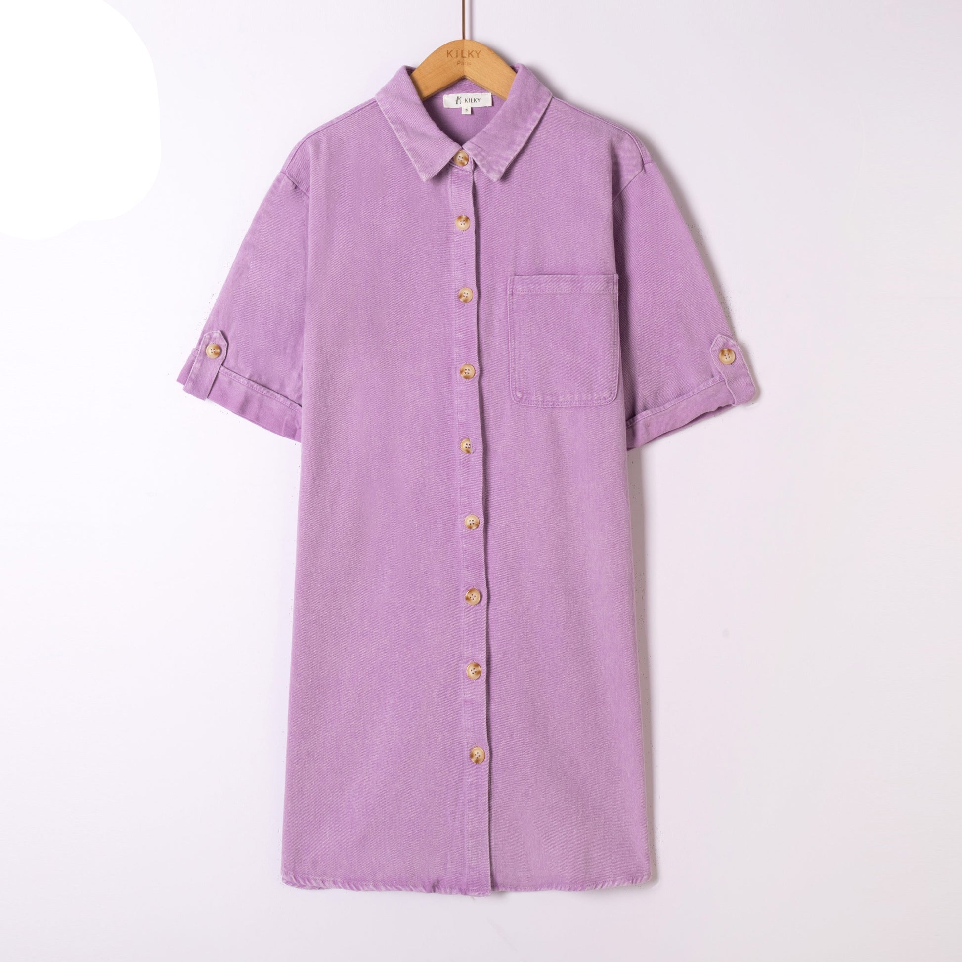 lila Jurken - Button cotton dress van Kilky