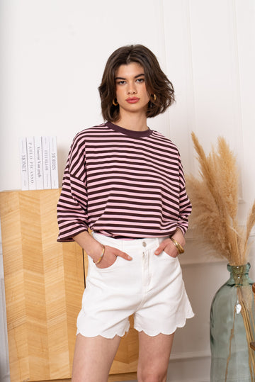 Open back striped tee