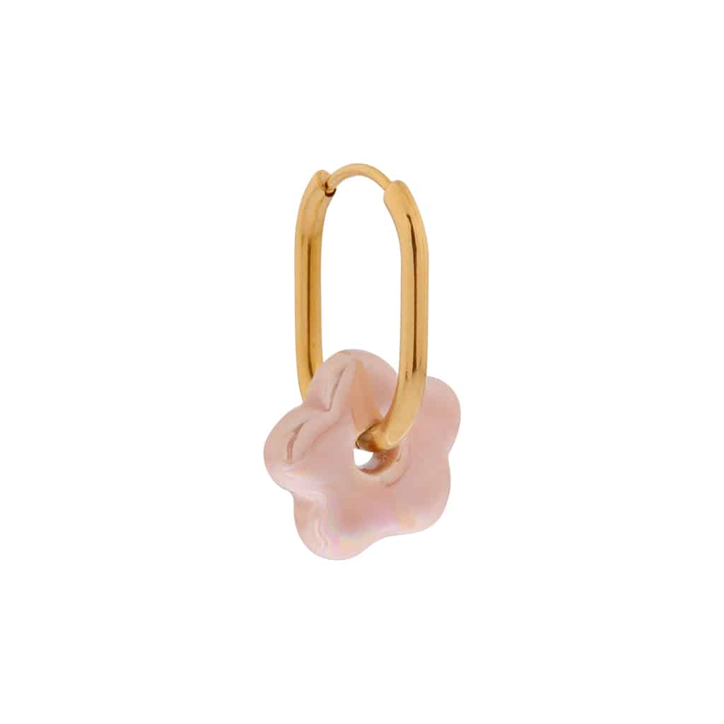 Oval flower hoop gold K.SH.286.1 Juwelen - Label Kiki oorbel 19.95 (per stuk) van Label Kiki