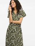 Sage Jurken - 30% Vilovie S/S Wrap Midi Dress - Noos van Vila