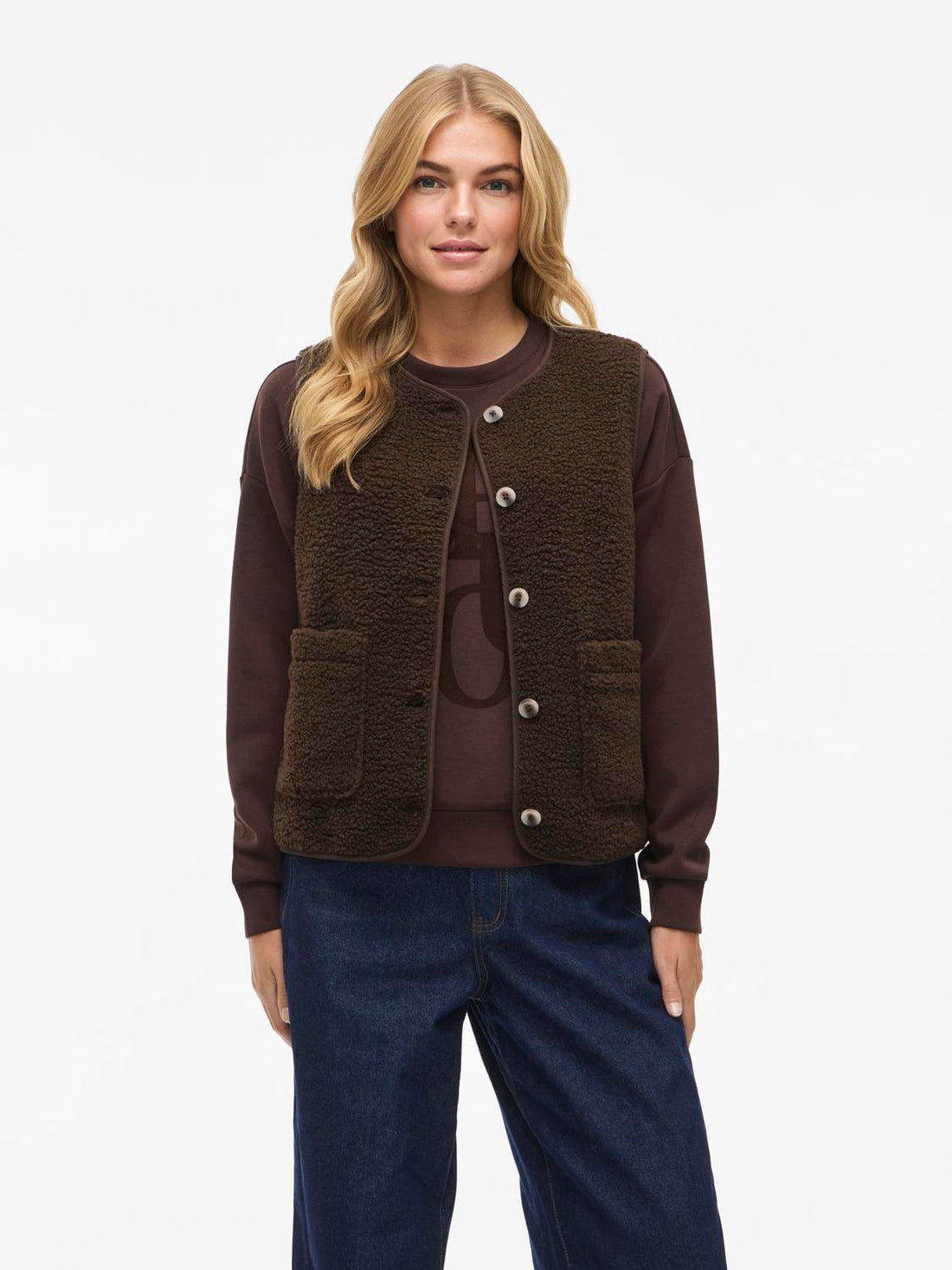 Coffee bean Jassen - Viada Teddy Vest van Vila