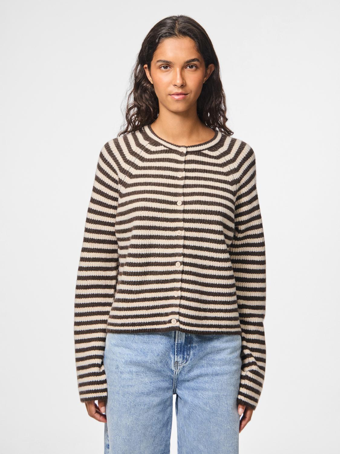 Pulls - 30% Pcmalou Ls O-Neck Stripe Cardigan van Pieces