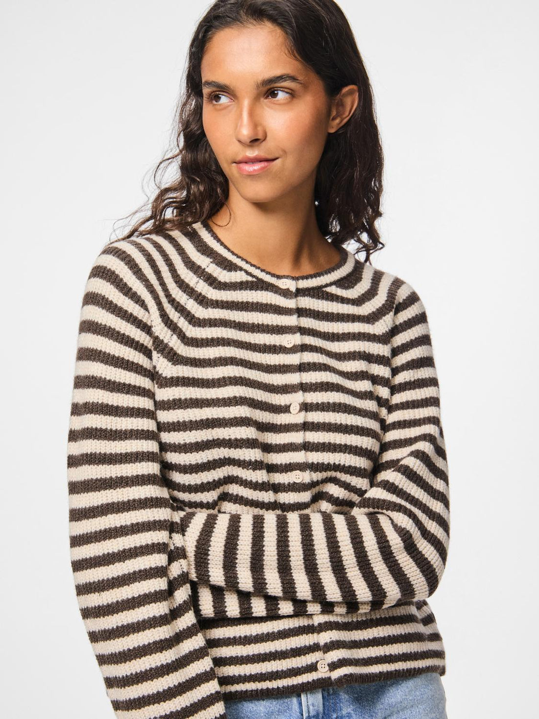 Pulls - 30% Pcmalou Ls O-Neck Stripe Cardigan van Pieces
