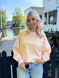lichtroze One Size Sweaters - Striped colourblock Sweater van Meisjes