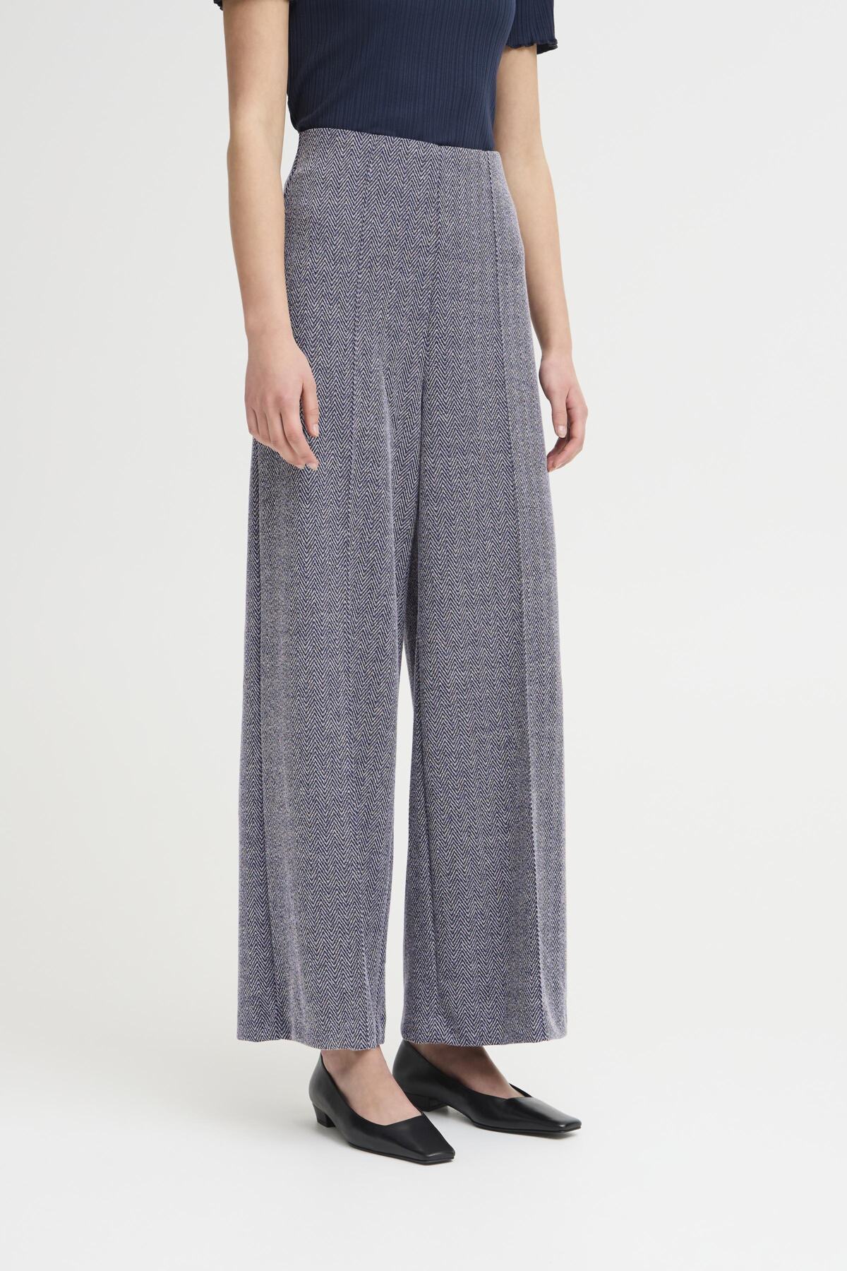 PATRIOT BLUE HERRINGBONE Broeken - Ihkate Jacquard Pants 9 - AW25 van Ichi