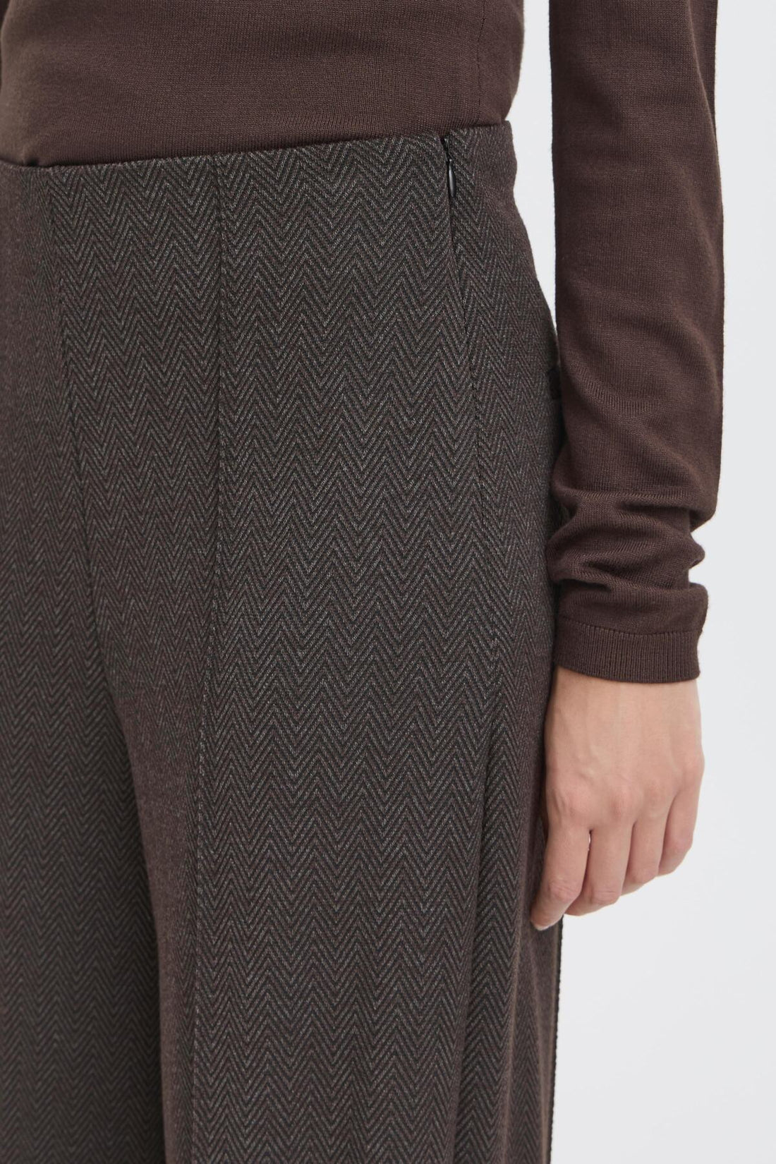 Broeken - Ihkate Jacquard Pants 9 Black Herringbone van Ichi
