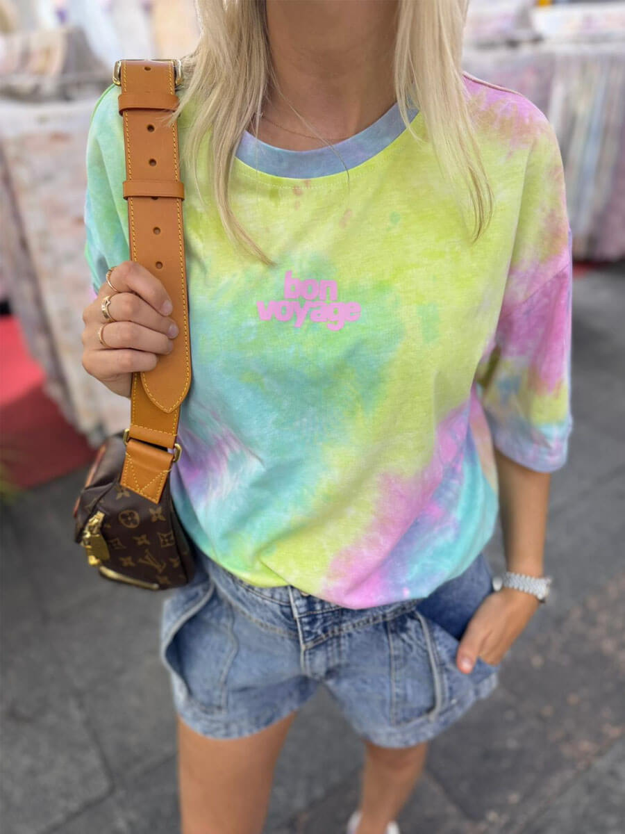 roze One Size T-shirts - Tie dye bon voyage t-shirt van Meisjes