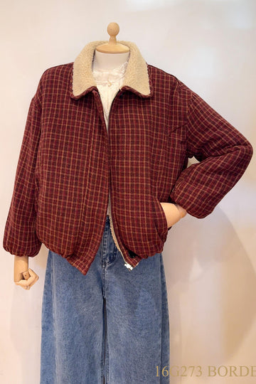 Reversibel teddy jacket carreaux