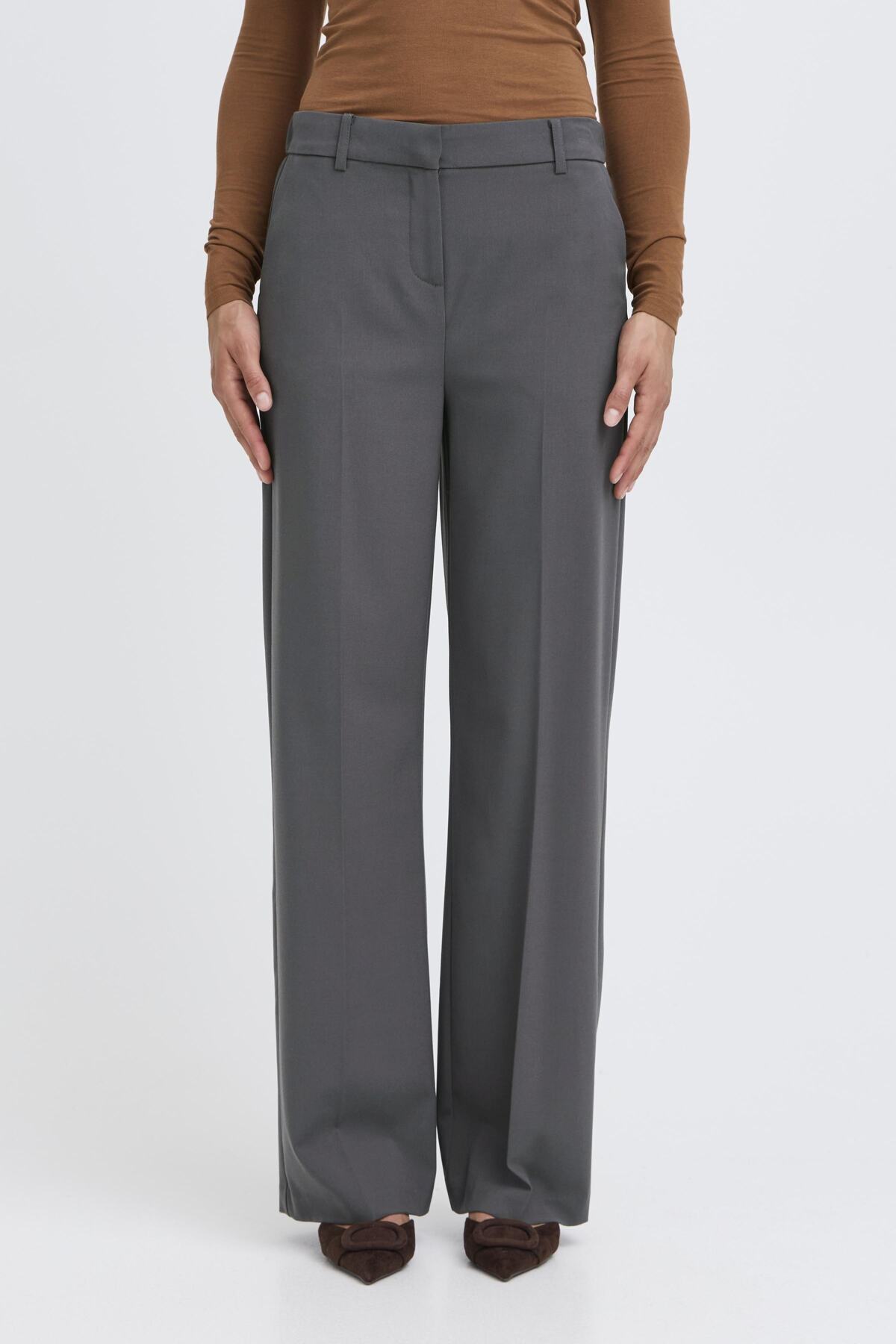 Asphalt Broeken - Bydanta Wide Leg Pants 2 Grey van b.young