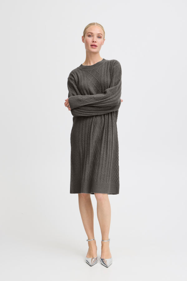 Dark Grey Melange L Jurken - 50% Bymedi Dress van b.young