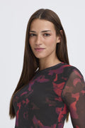 BARBADOS RED BLUR Tops - Bypaloma Mesh Ls Top van b.young