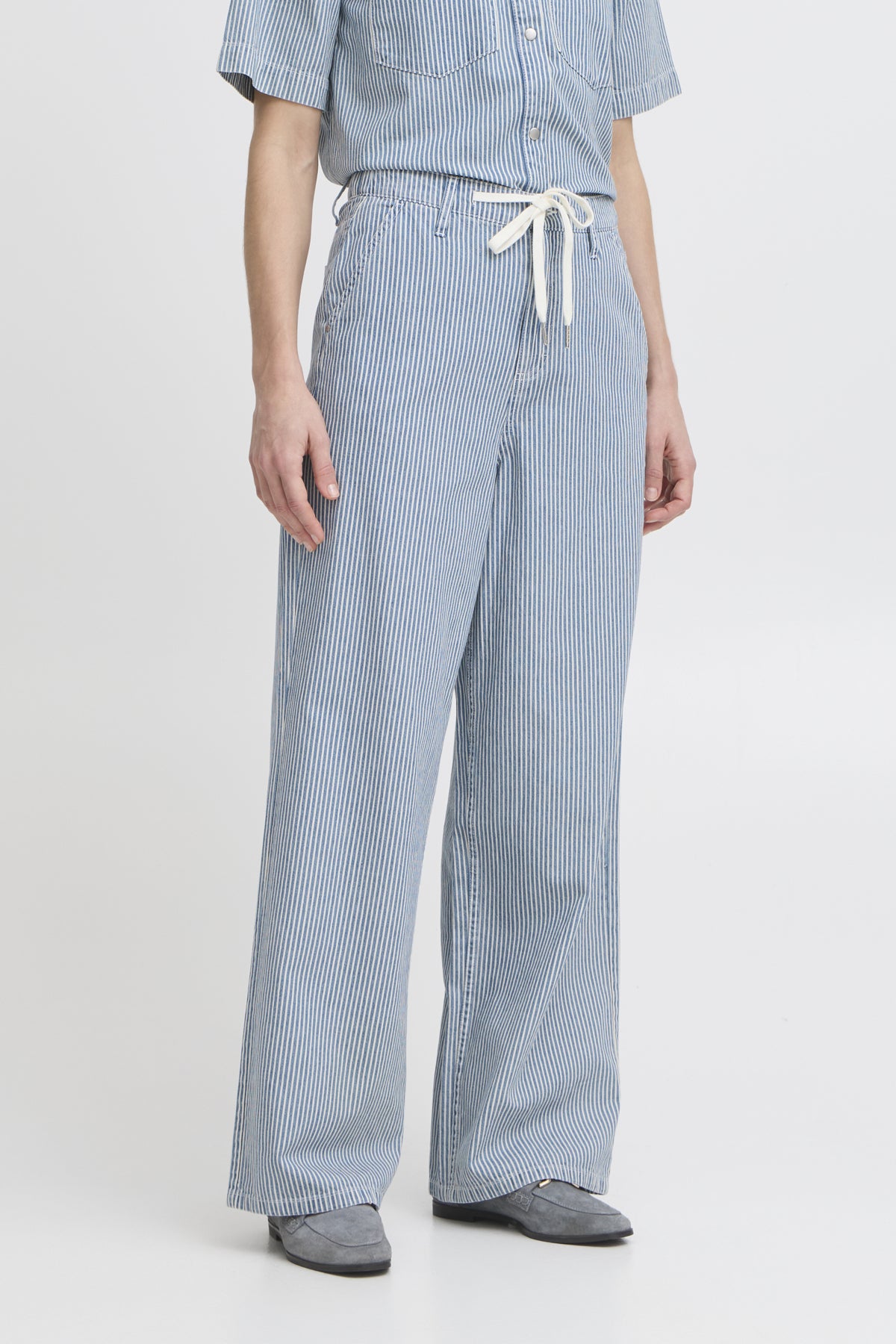 Blue Stripe Denim Broeken - Bylaro Pants van b.young