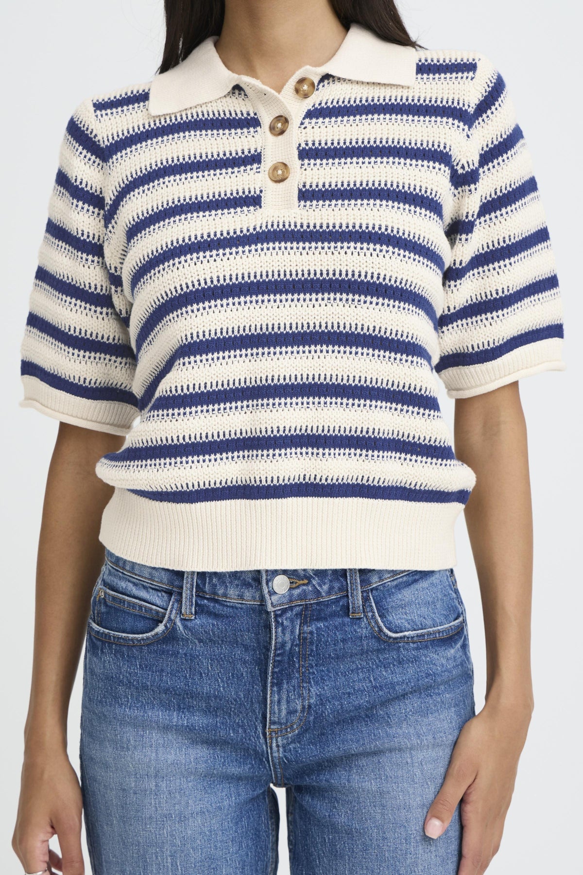 Medieval Blue Stripe Pulls - Bymikala Polo Jumper van b.young